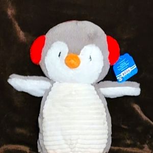 SPARK CREATE IMAGINE Gray Penguin in Ear Muffs Crinkle Rattle 12" Plush Baby Toy